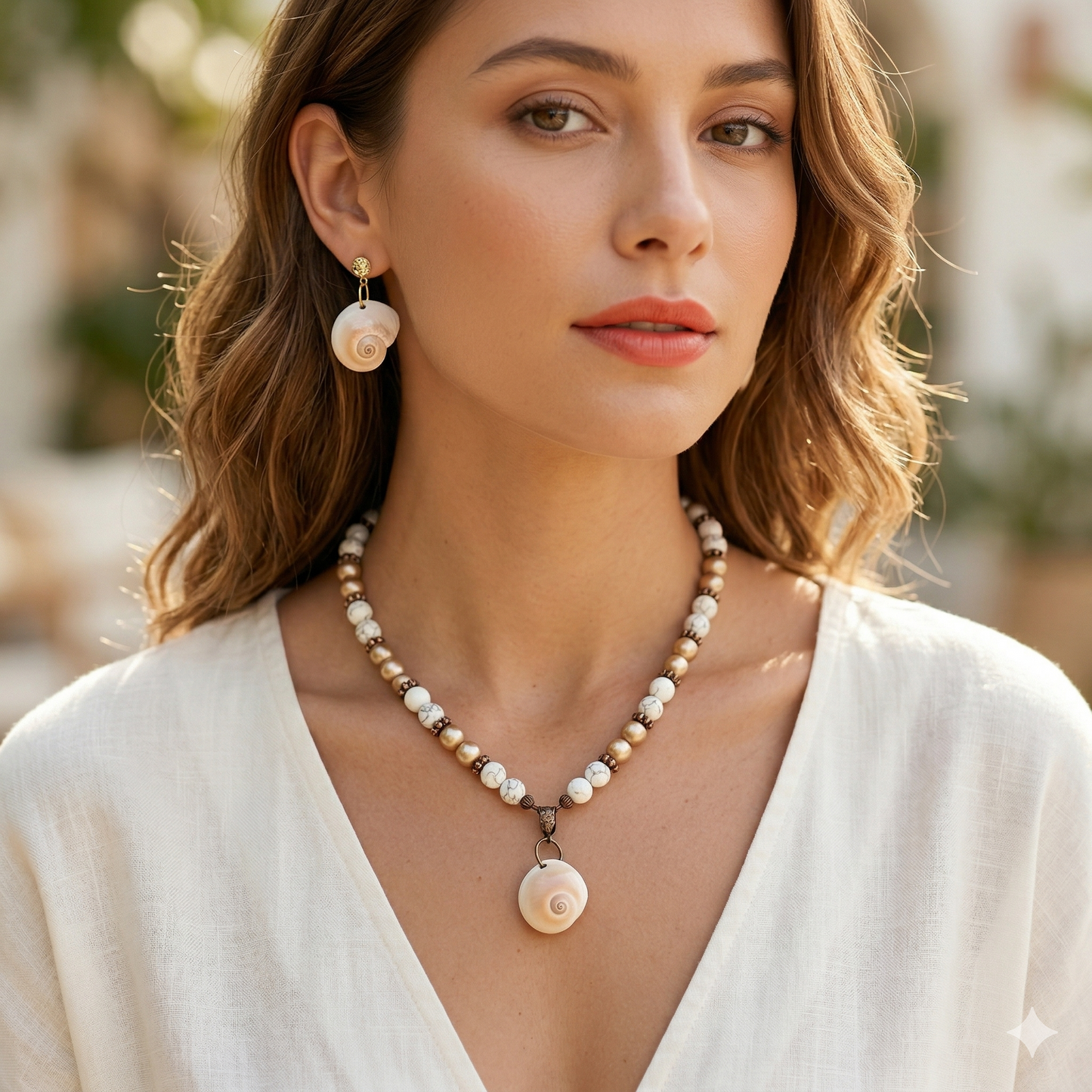 Shark's Eye Earring & Necklace Set