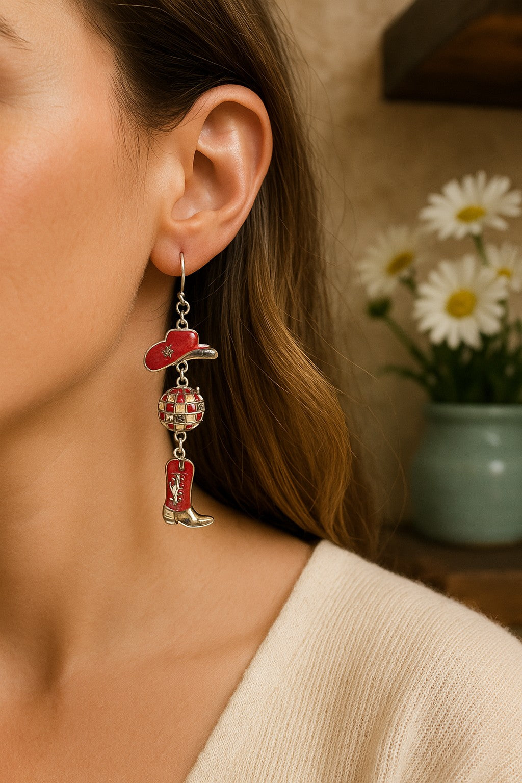 Yeehaw & Disco – Pink Cowboy Hat + Boot Party Earrings 💃🤠✨
