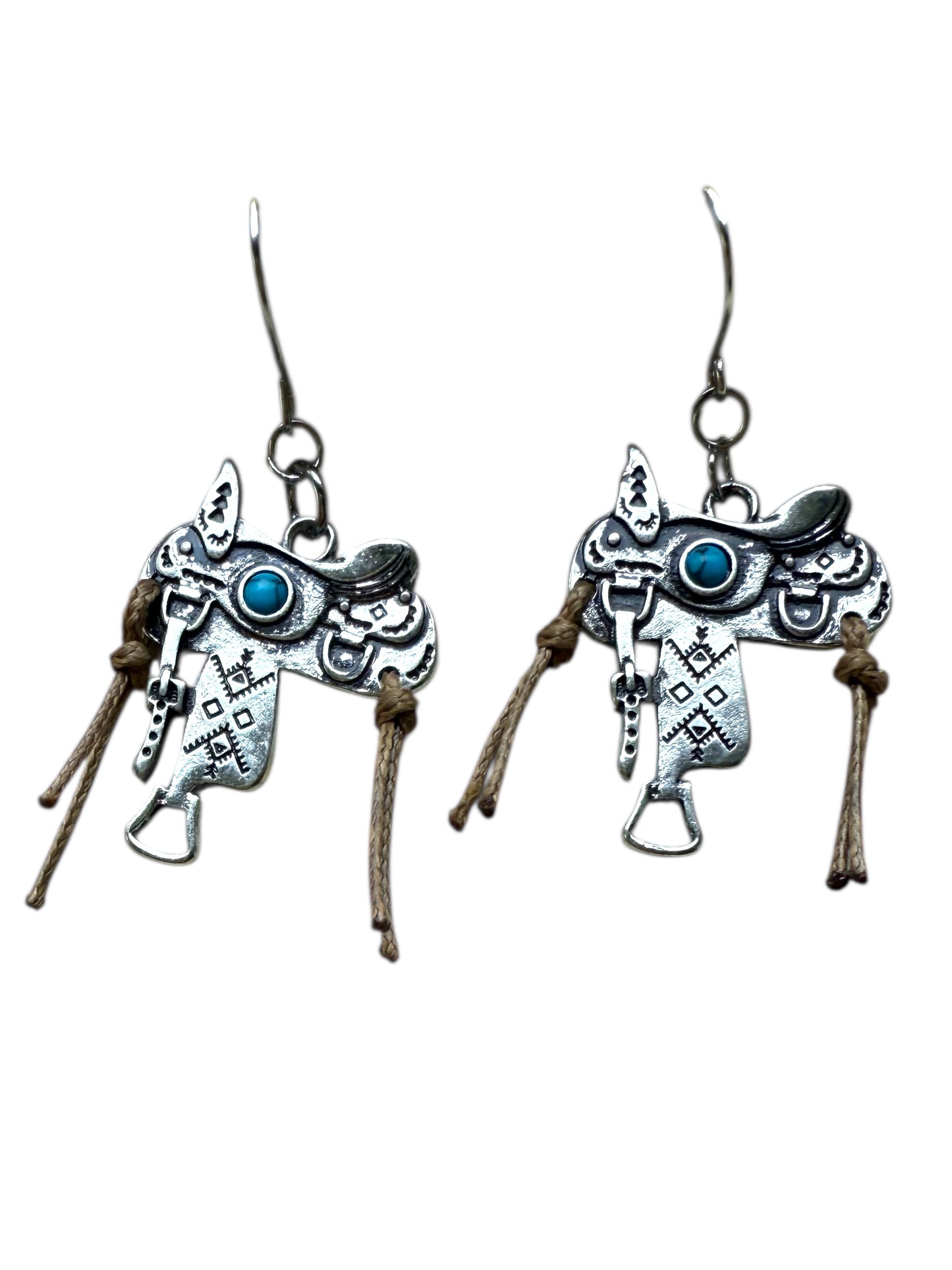 Cowgirl Spirit – Turquoise Saddle Charm Earrings 🐎💙