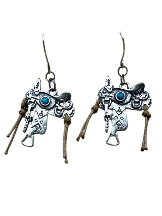Cowgirl Spirit – Turquoise Saddle Charm Earrings 🐎💙