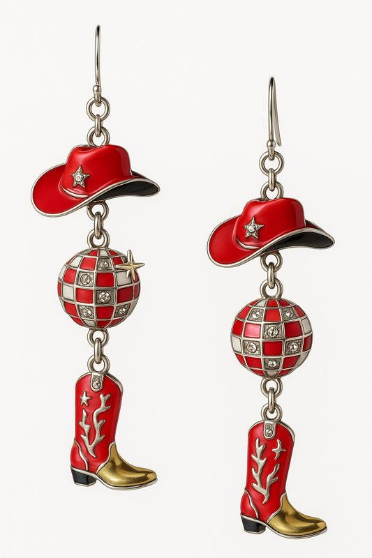Yeehaw & Disco – Pink Cowboy Hat + Boot Party Earrings 💃🤠✨