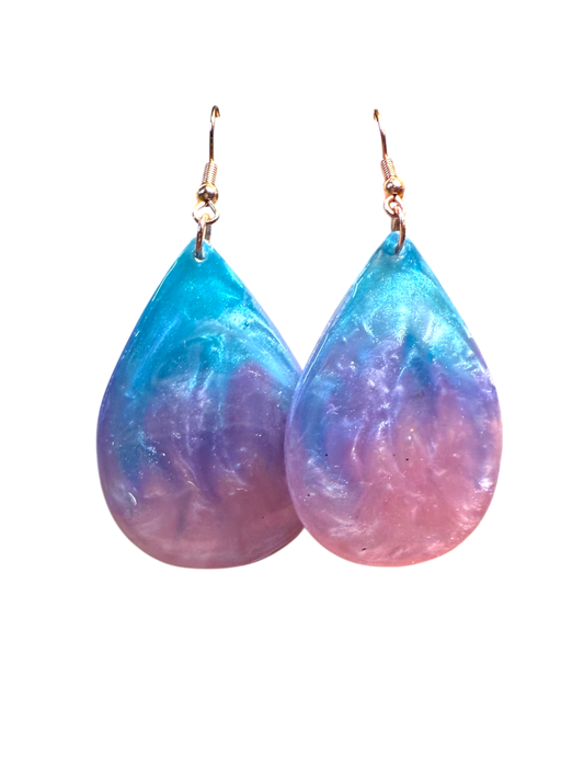 Sugar Drip Sparkle Drops – Resin Teardrop Statement Earrings in “Cotton Candy” or “Chocolate Sparkles”