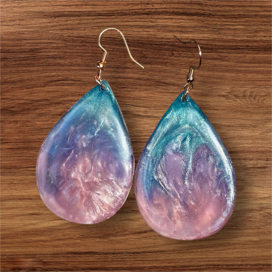 Sugar Drip Sparkle Drops – Resin Teardrop Statement Earrings in “Cotton Candy” or “Chocolate Sparkles”