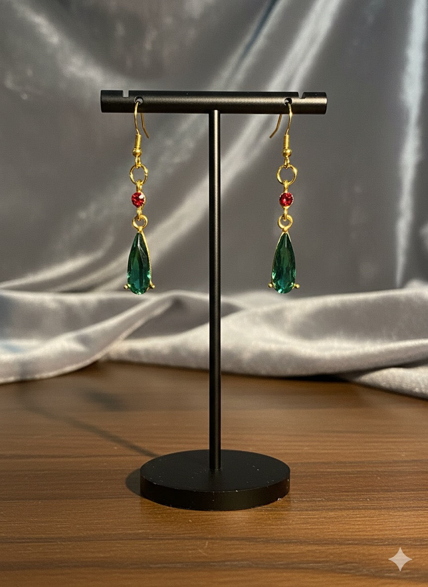 Emerald Moon Drop Earrings