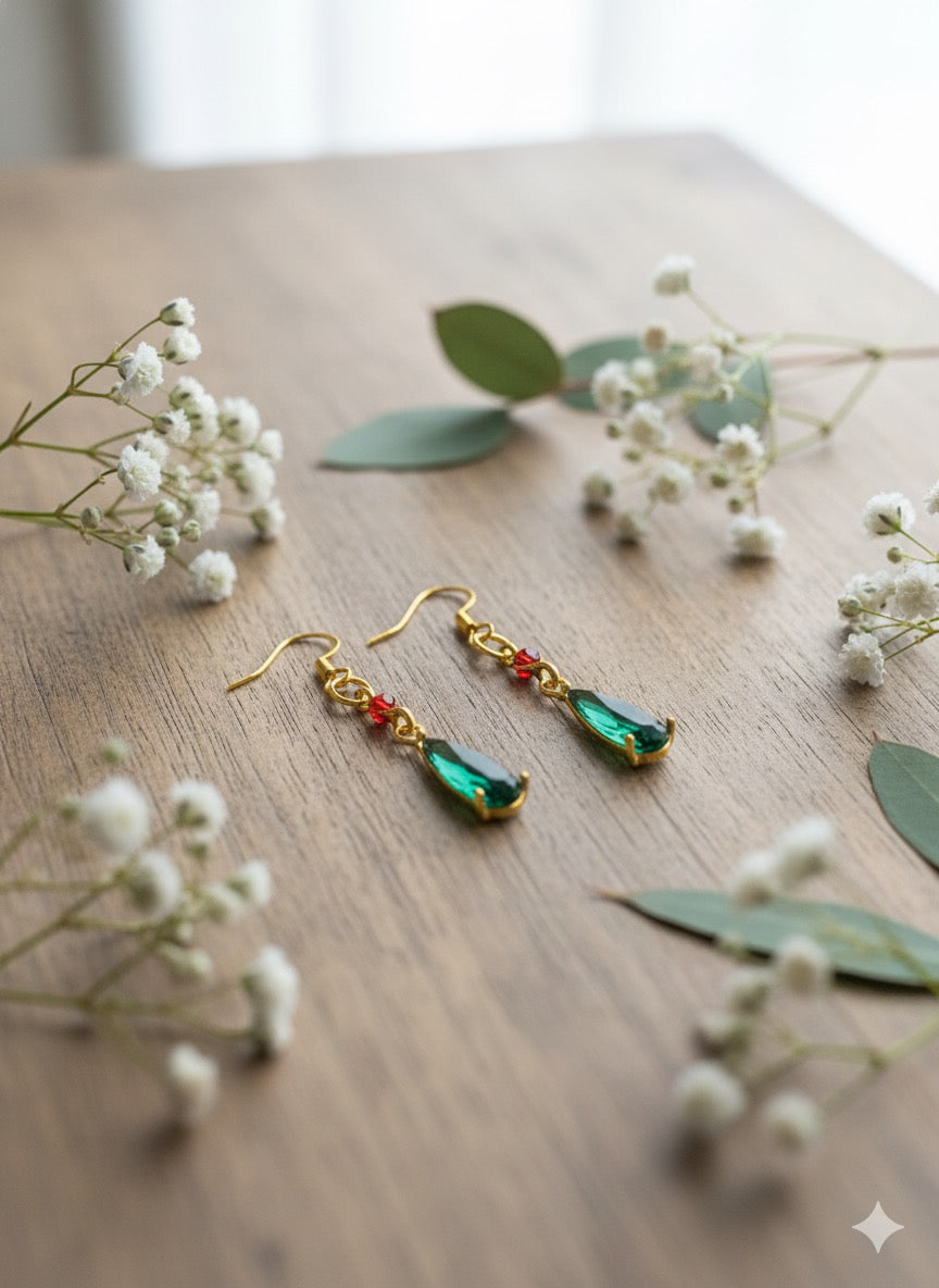 Emerald Moon Drop Earrings