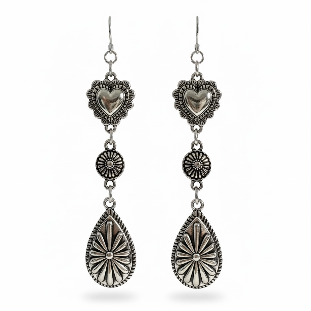 Western Heart Dangle Earrings