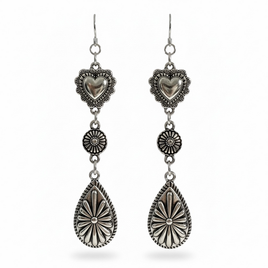 Western Heart Dangle Earrings