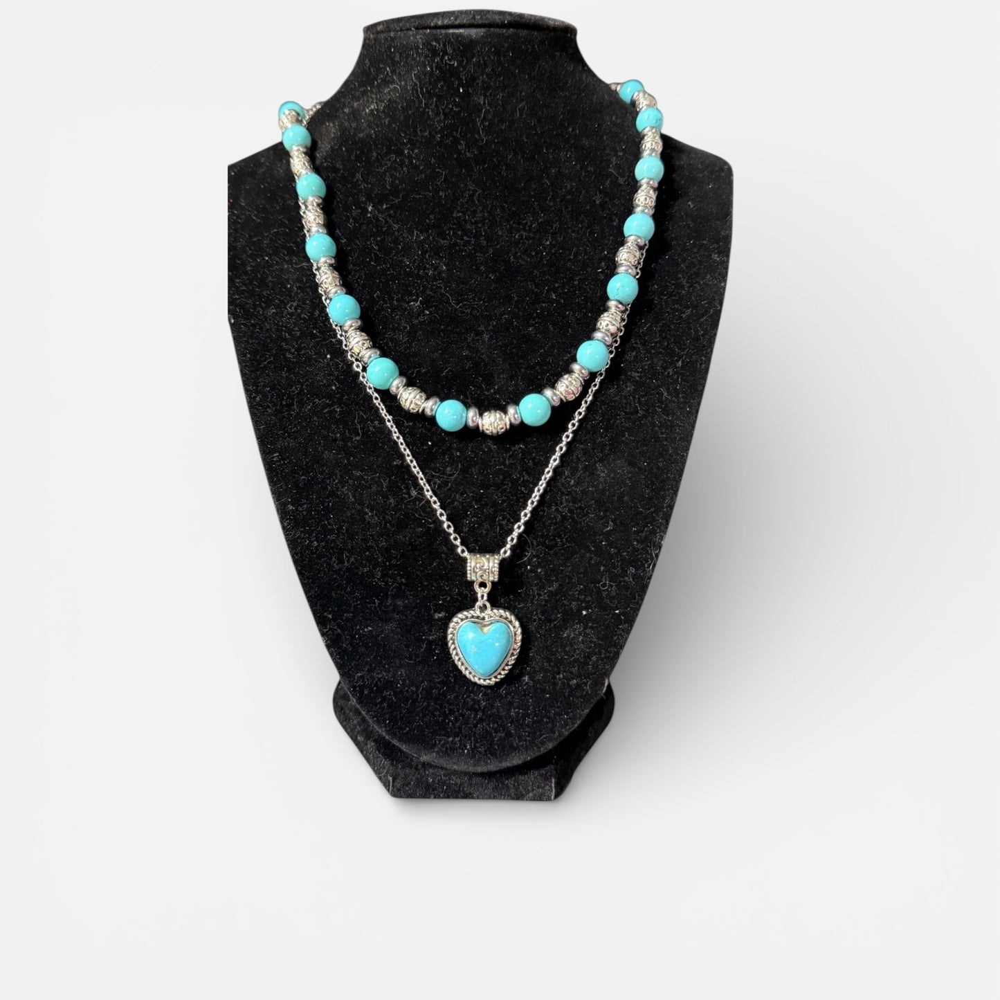 Turquoise Heart Harmony Set – Handmade Necklace & Earrings
