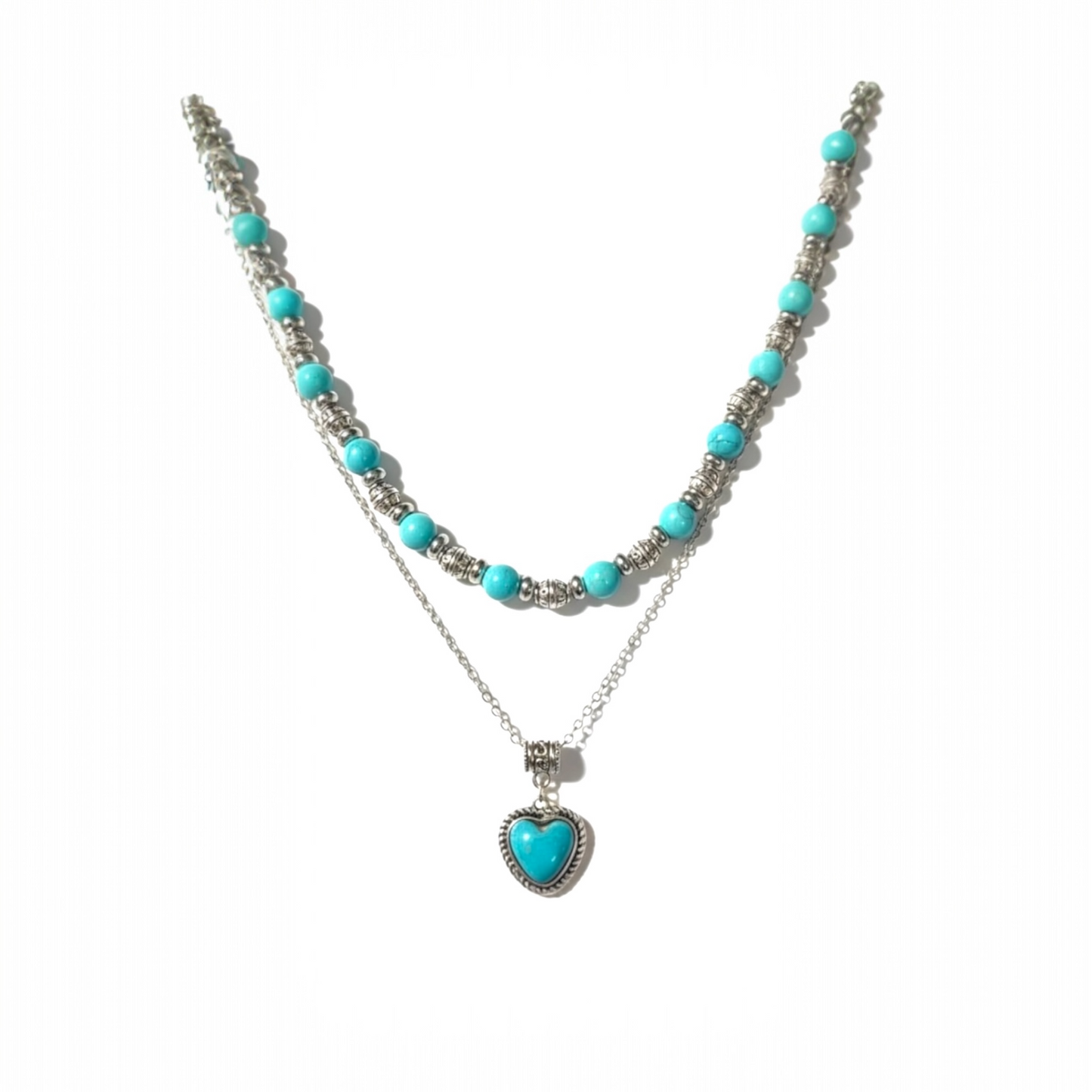 Turquoise Heart Harmony Set – Handmade Necklace & Earrings