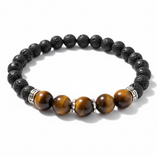 "Fearless Flame" – Tiger’s Eye & Lava Stone Confidence Bracelet