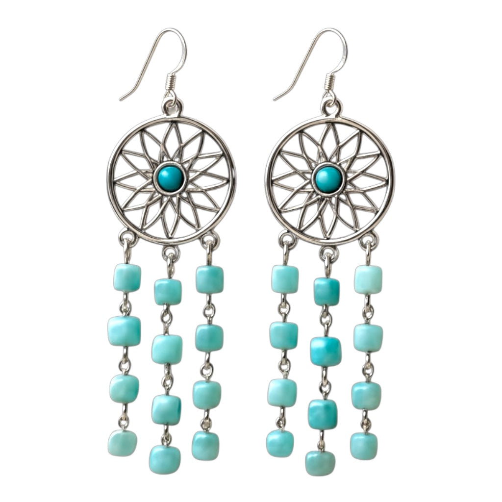 Larimar Dreamcatcher Cascade Earrings