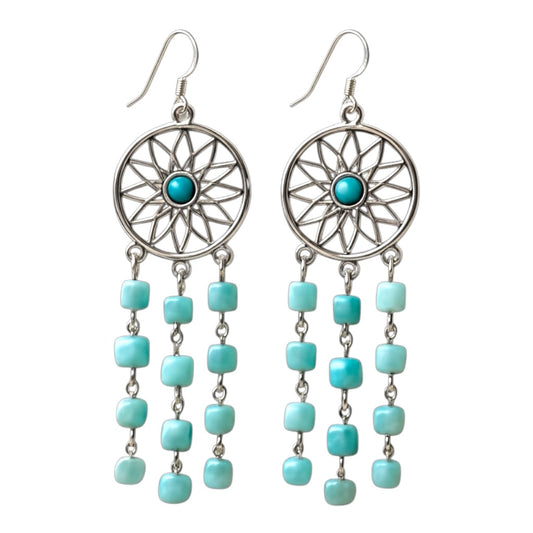 Larimar Dreamcatcher Cascade Earrings