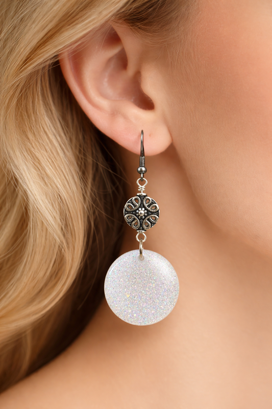 Frosted Moon Disco Dangles