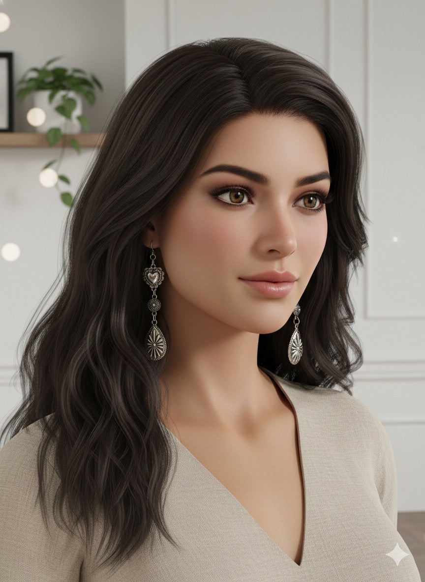 Western Heart Dangle Earrings