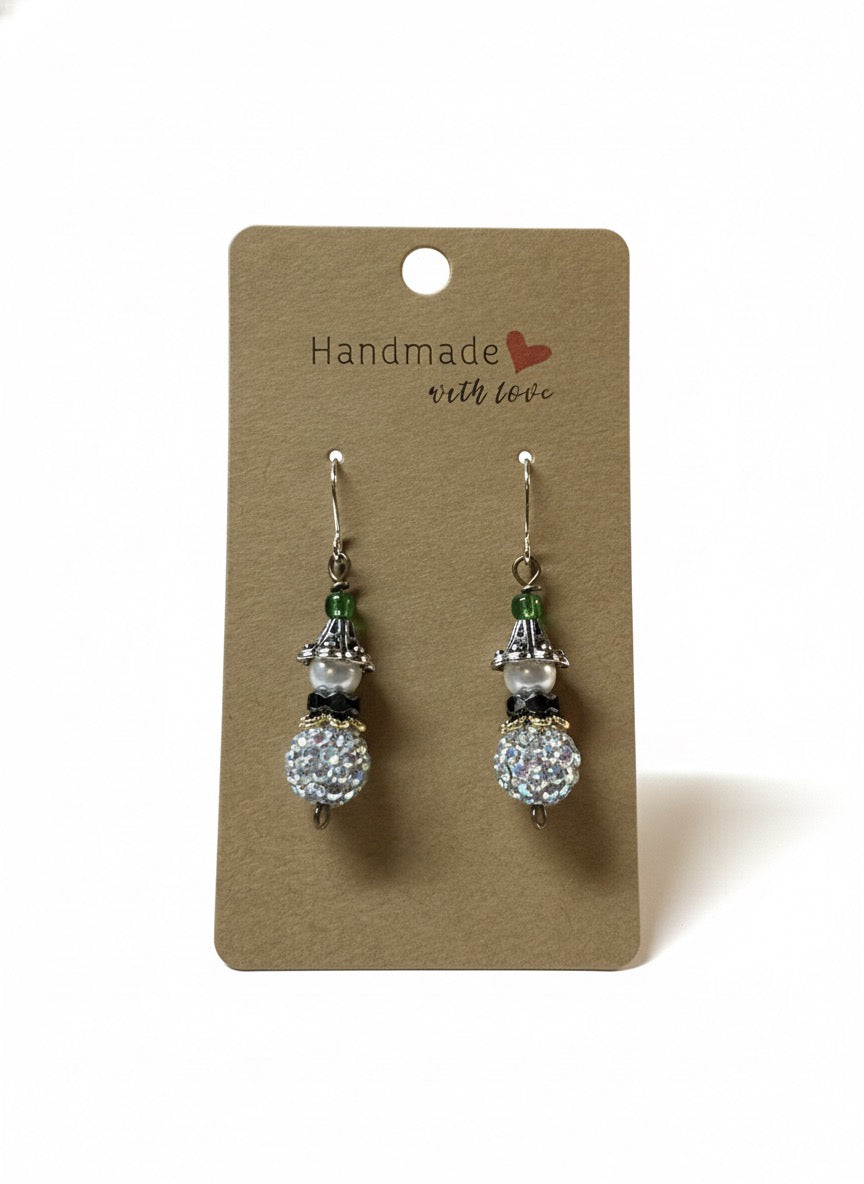 Snowy Pearl Snowman Earrings