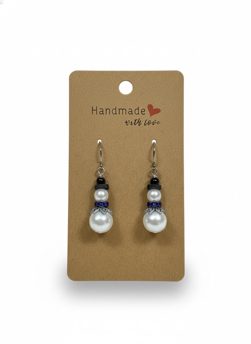Snowy Pearl Snowman Earrings