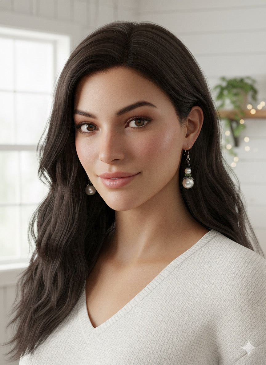 Snowy Pearl Snowman Earrings