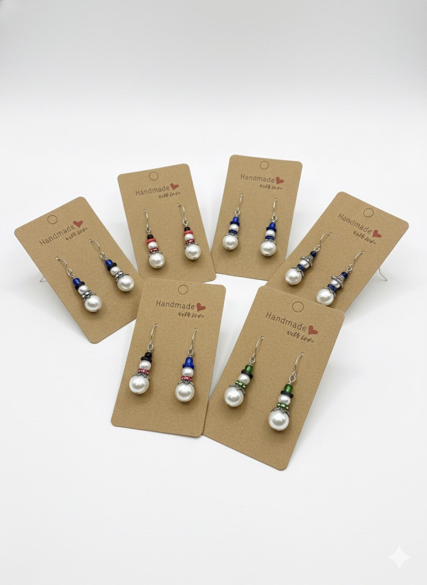 Snowy Pearl Snowman Earrings