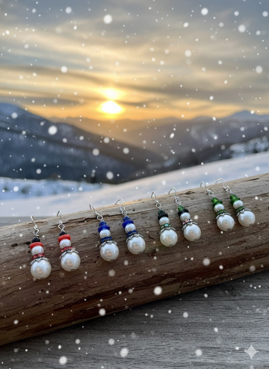 Snowy Pearl Snowman Earrings
