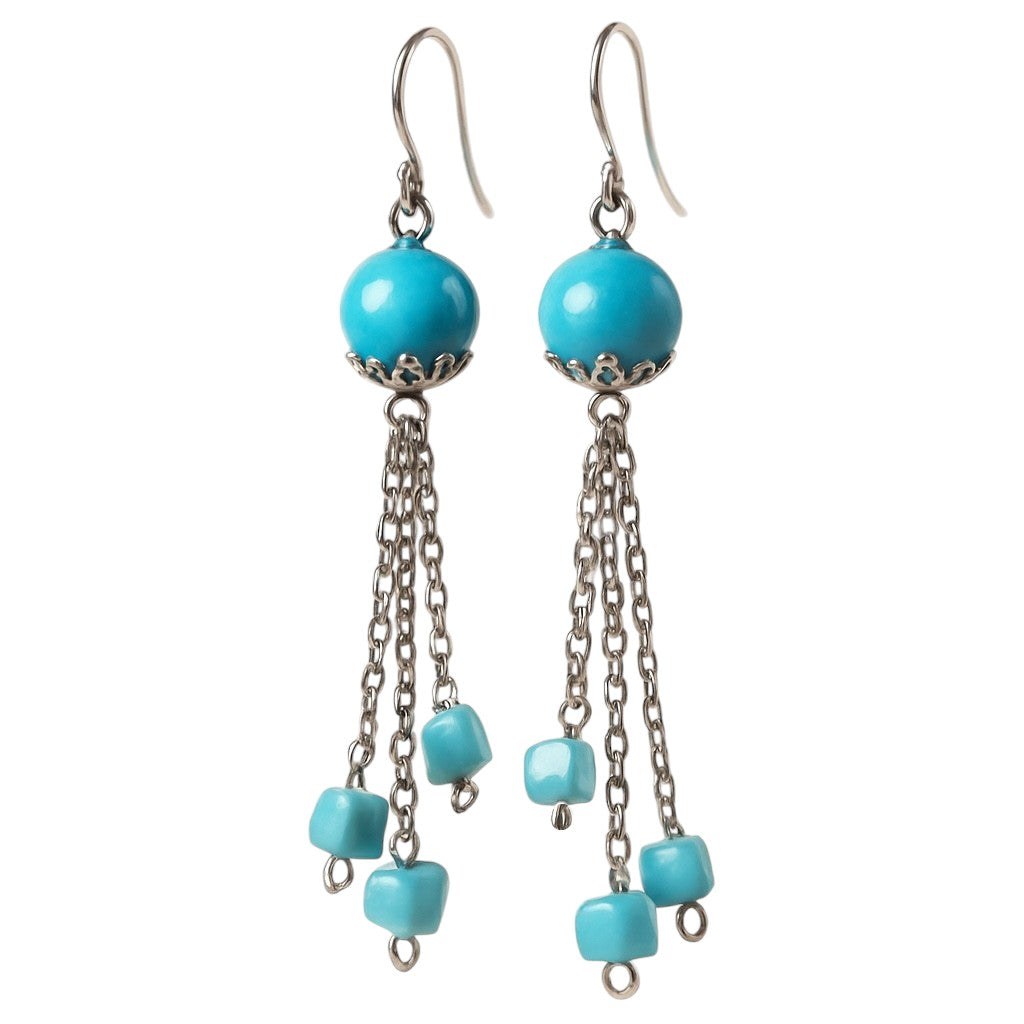 Larimar Waterfall Dangle Earrings | Caribbean Blue Gemstone | Handmade One of a Kind