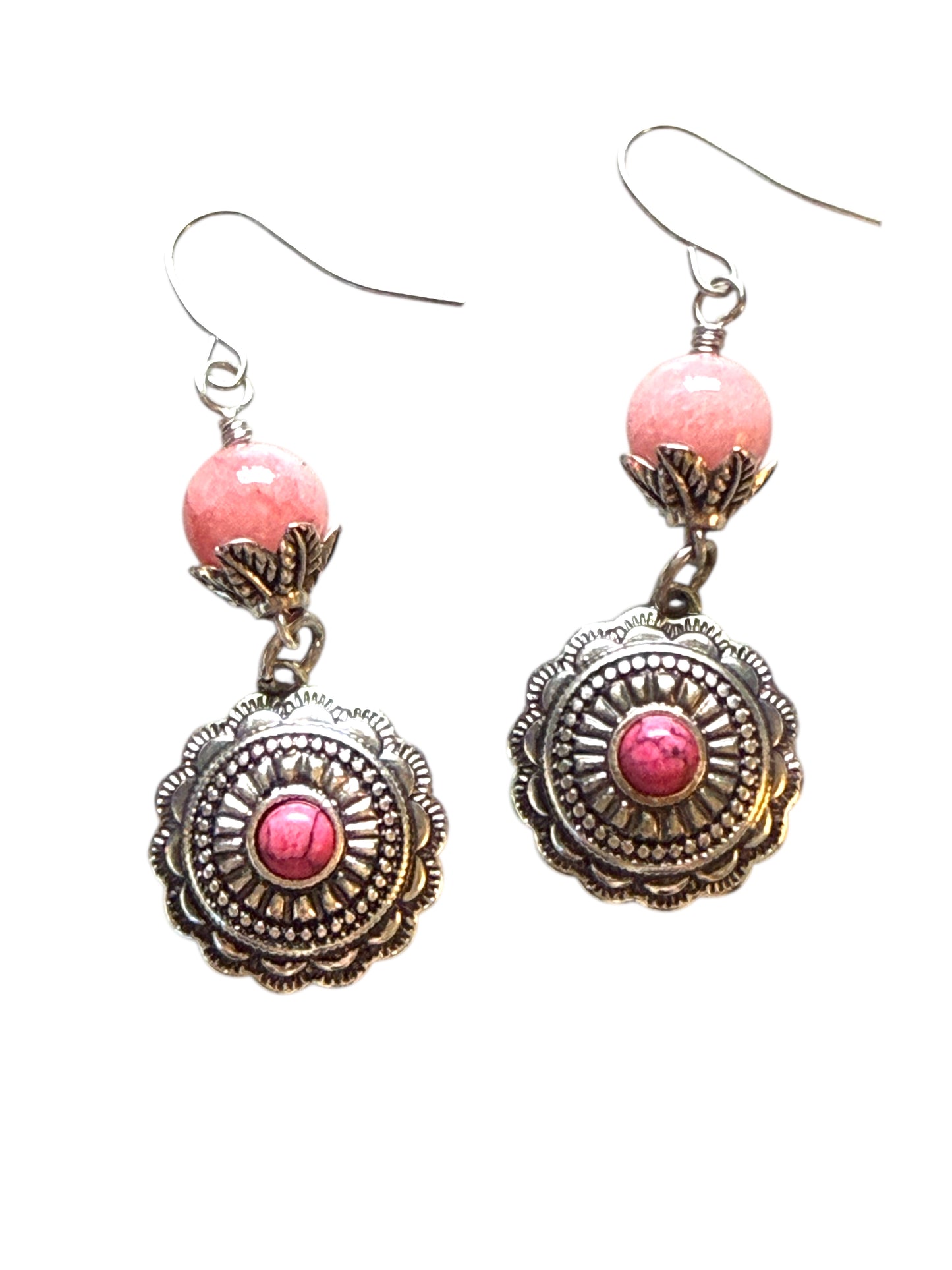 🌸 Desert Bloom Concho Earrings – Pink Sunset Edition