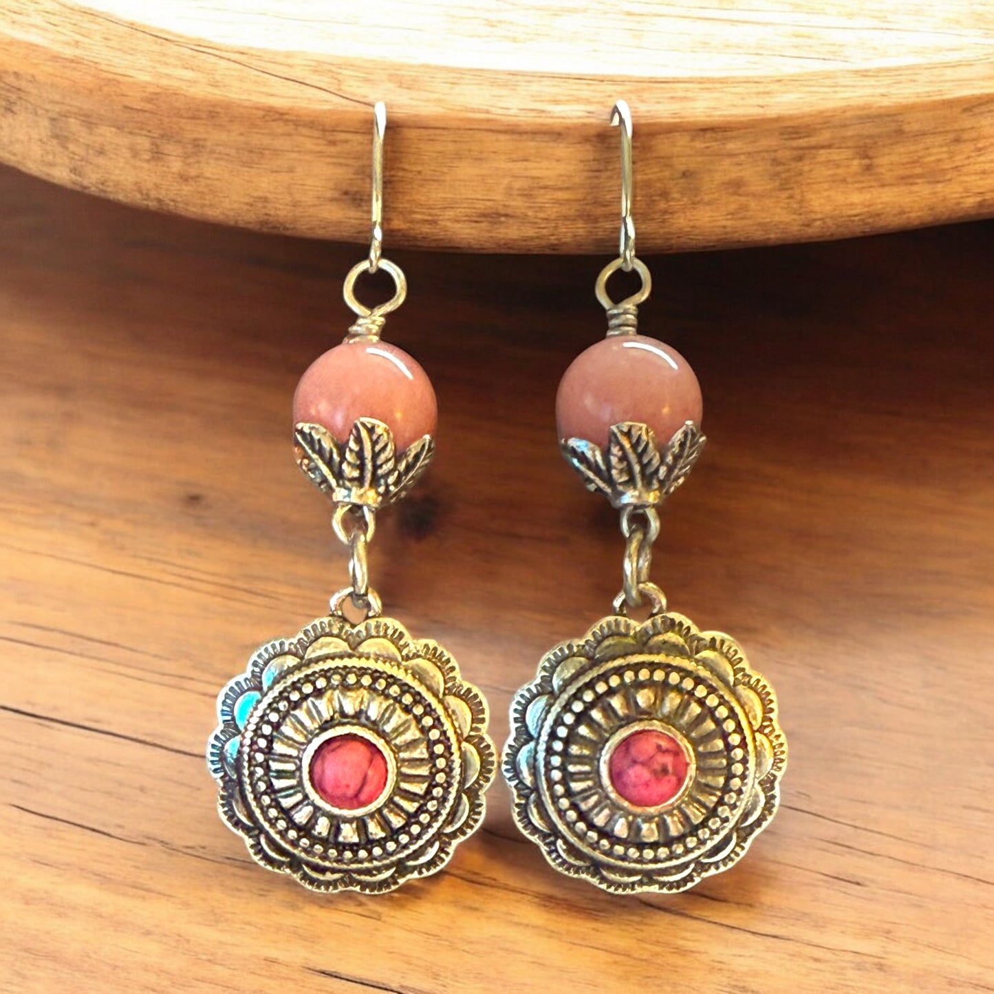 🌸 Desert Bloom Concho Earrings – Pink Sunset Edition