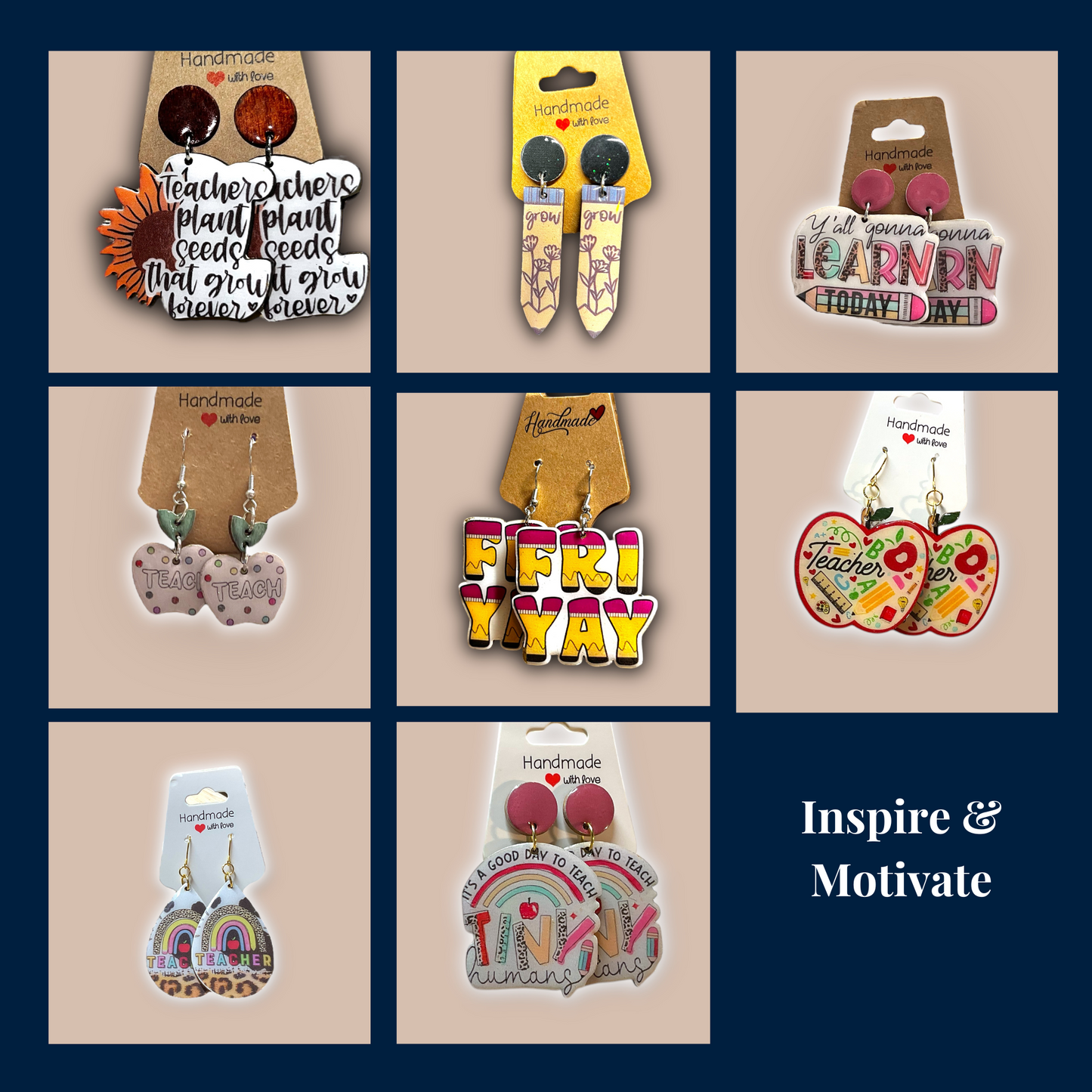 Teacher Earrings - Inspire & Motivate