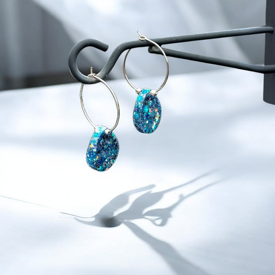 Electric Tide: Glitter Resin Earring Collection (Handmade | One-of-a-Kind | Stainless Steel Hooks)