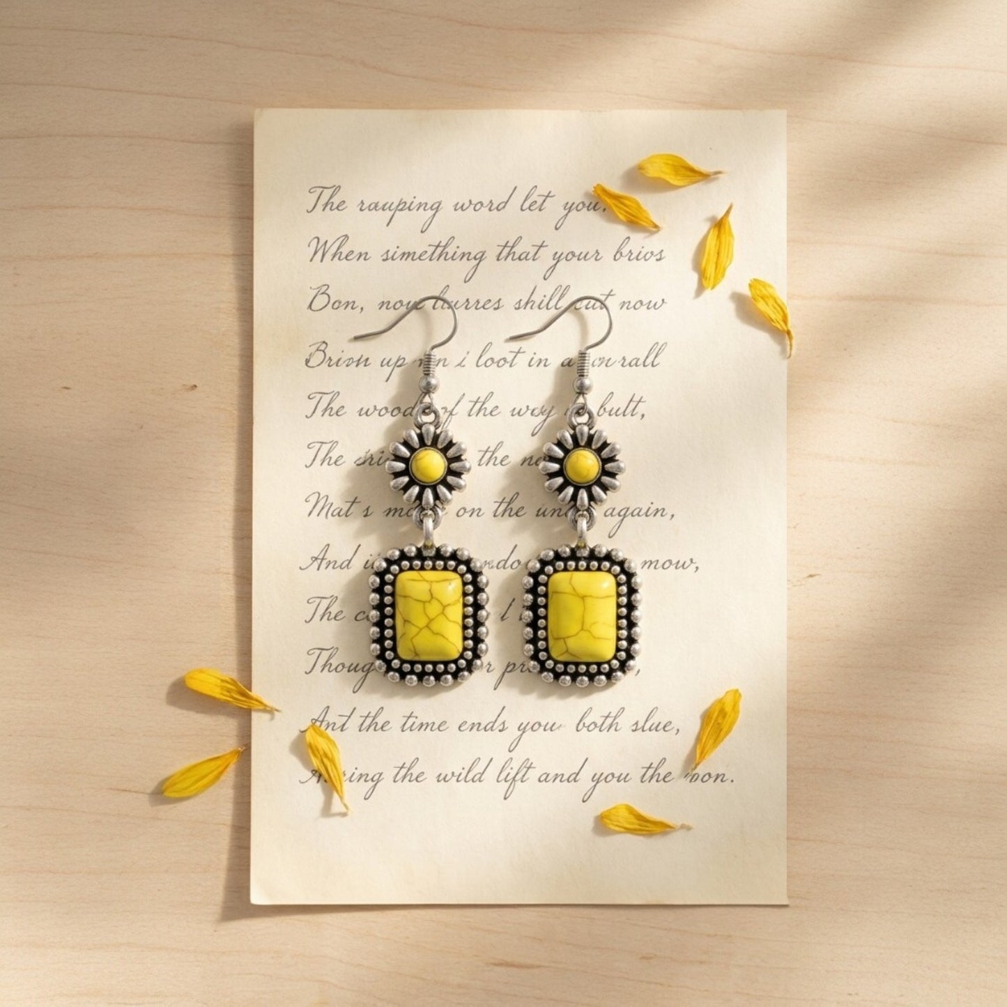 Sunflower Turquoise Earrings – Handmade Southwestern Earrings