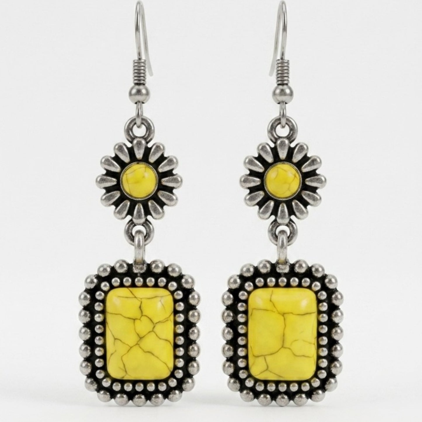 Sunflower Turquoise Earrings – Handmade Southwestern Earrings