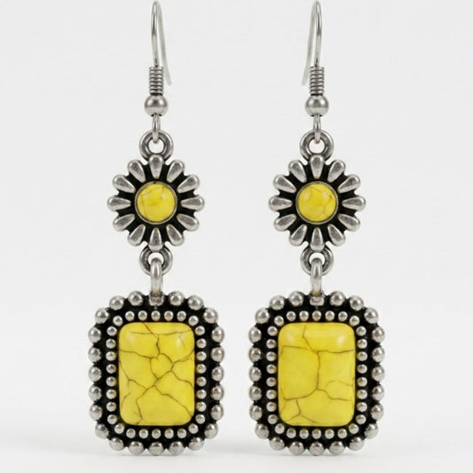 Sunflower Turquoise Earrings – Handmade Southwestern Earrings