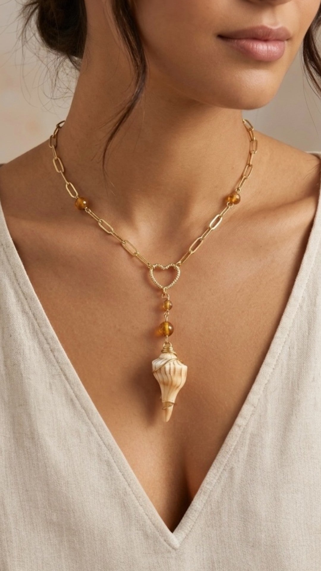 Coastal Conch Necklace, Shell Earrings & Matching Set