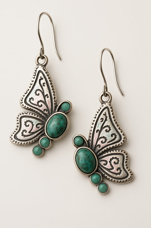 Whimsy Wings – Turquoise Butterfly Dangle Earrings 🦋