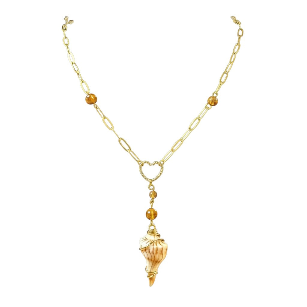 Coastal Conch Necklace, Shell Earrings & Matching Set