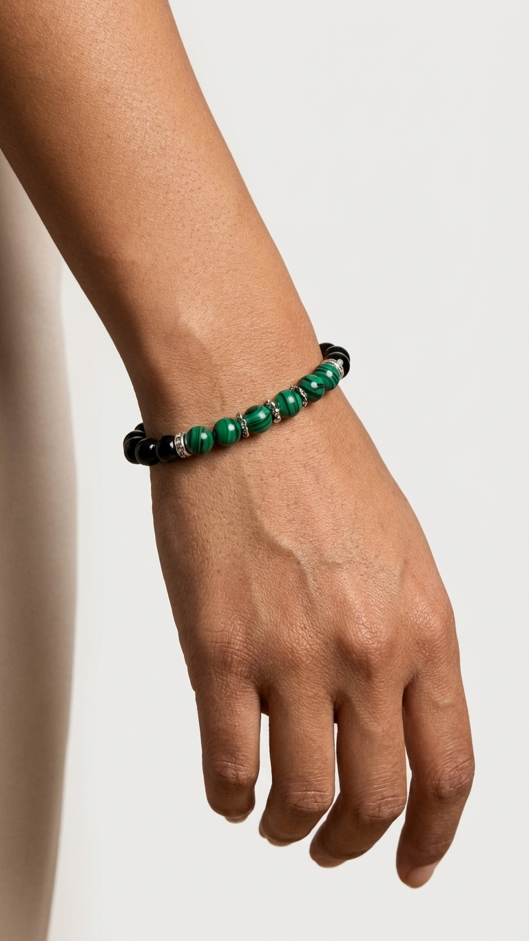 Malachite & Black Onyx Protection Bracelet