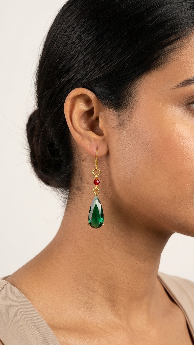 Emerald Moon Drop Earrings