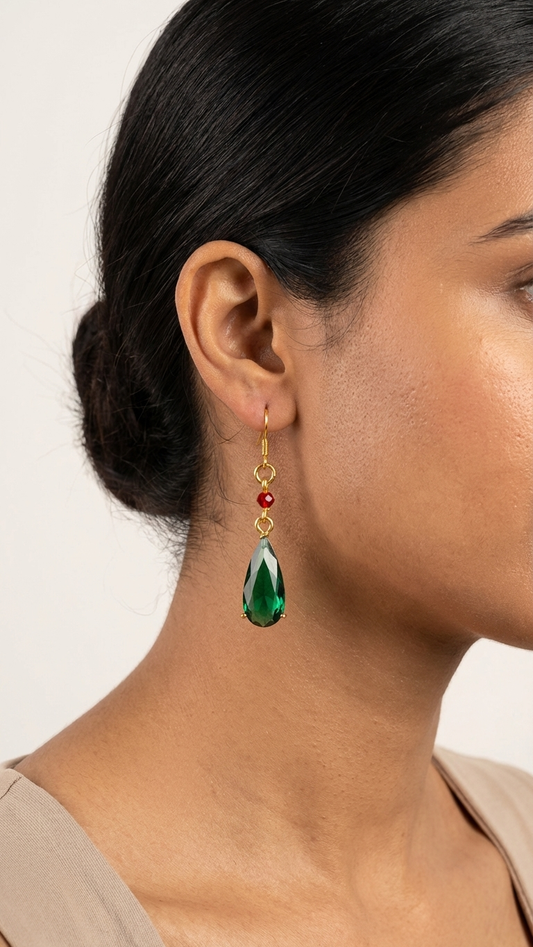 Emerald Moon Drop Earrings