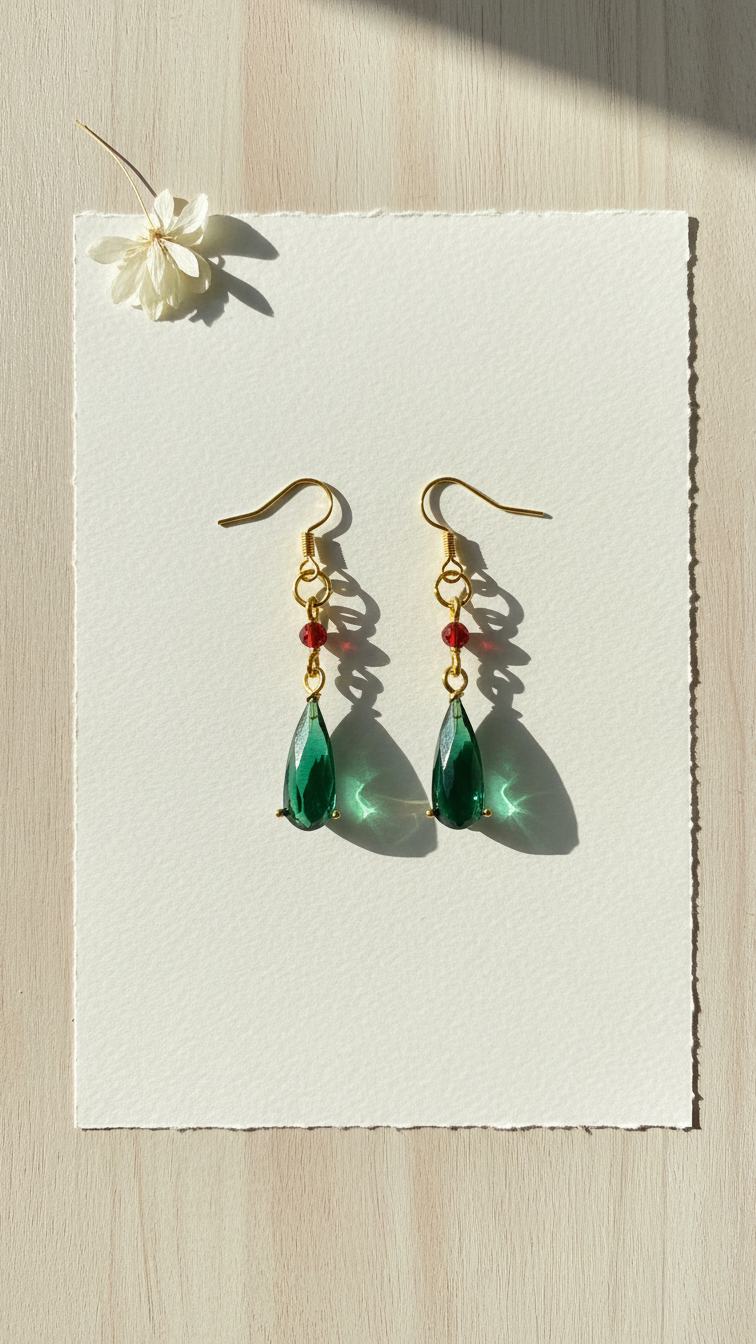 Emerald Moon Drop Earrings