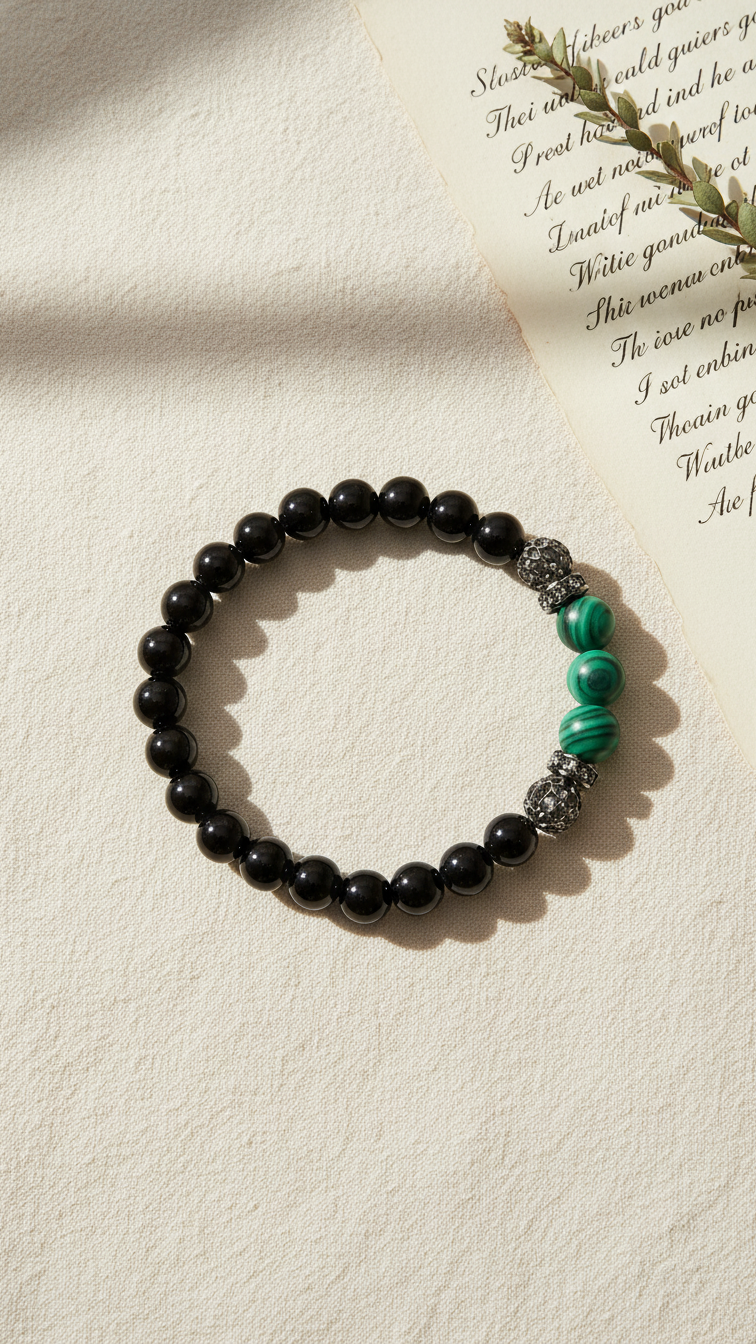 Guardian’s Shield Obsidian & Malachite Bracelet